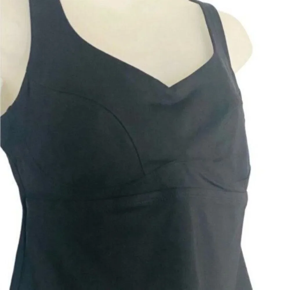 Athleta Bondi Bra Cup Tankini Swim Tank Black UPF 50+ Beach 32 D/DD New